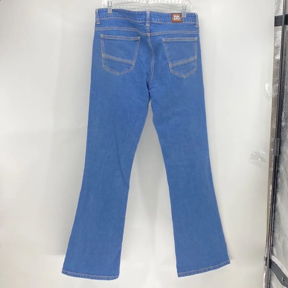 Run & Fly unisex high waisted bell bottom flare stretch jeans size 34 Long - Image 2