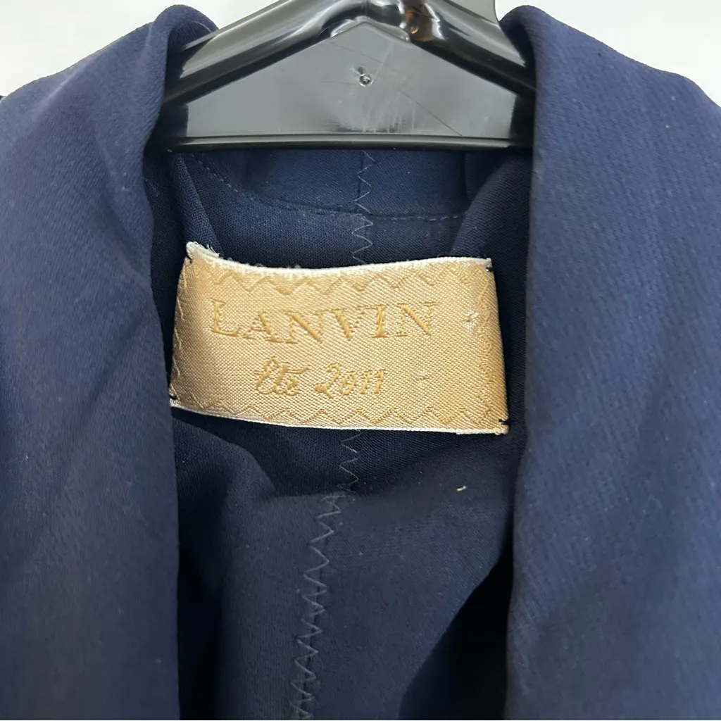 Lanvin 2011Alber Elbaz Navy Blue Split Neck Dolman Sheath Midi Dress Size 8 - Image 7