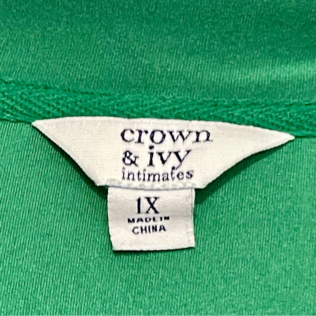 Crown & Ivy Women’s Size 1X Green Christmas Pajama Shirt EAT DRINK & BE MERRY - Image 3