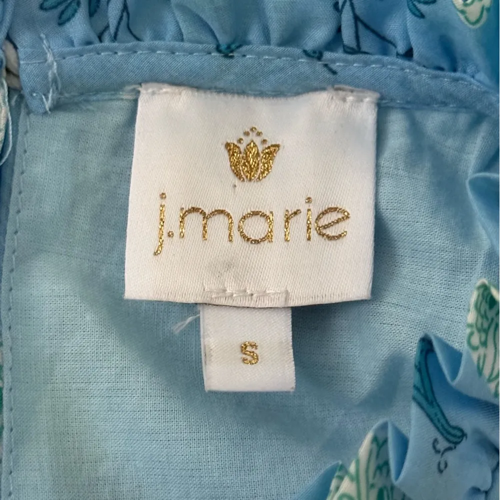 J.Marie Block Printed Blue Ruffle Tank - Image 5