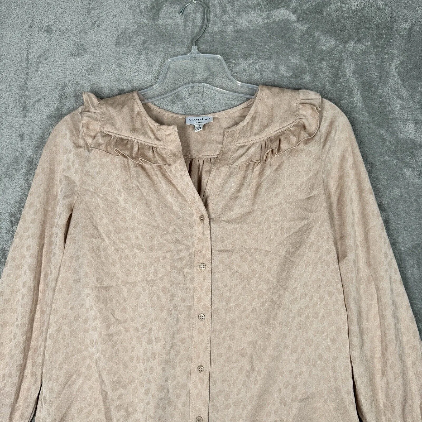Anthropologie Current Air Shirt Women Small Blush Pink Animal Print Shimmer Boho - Image 3