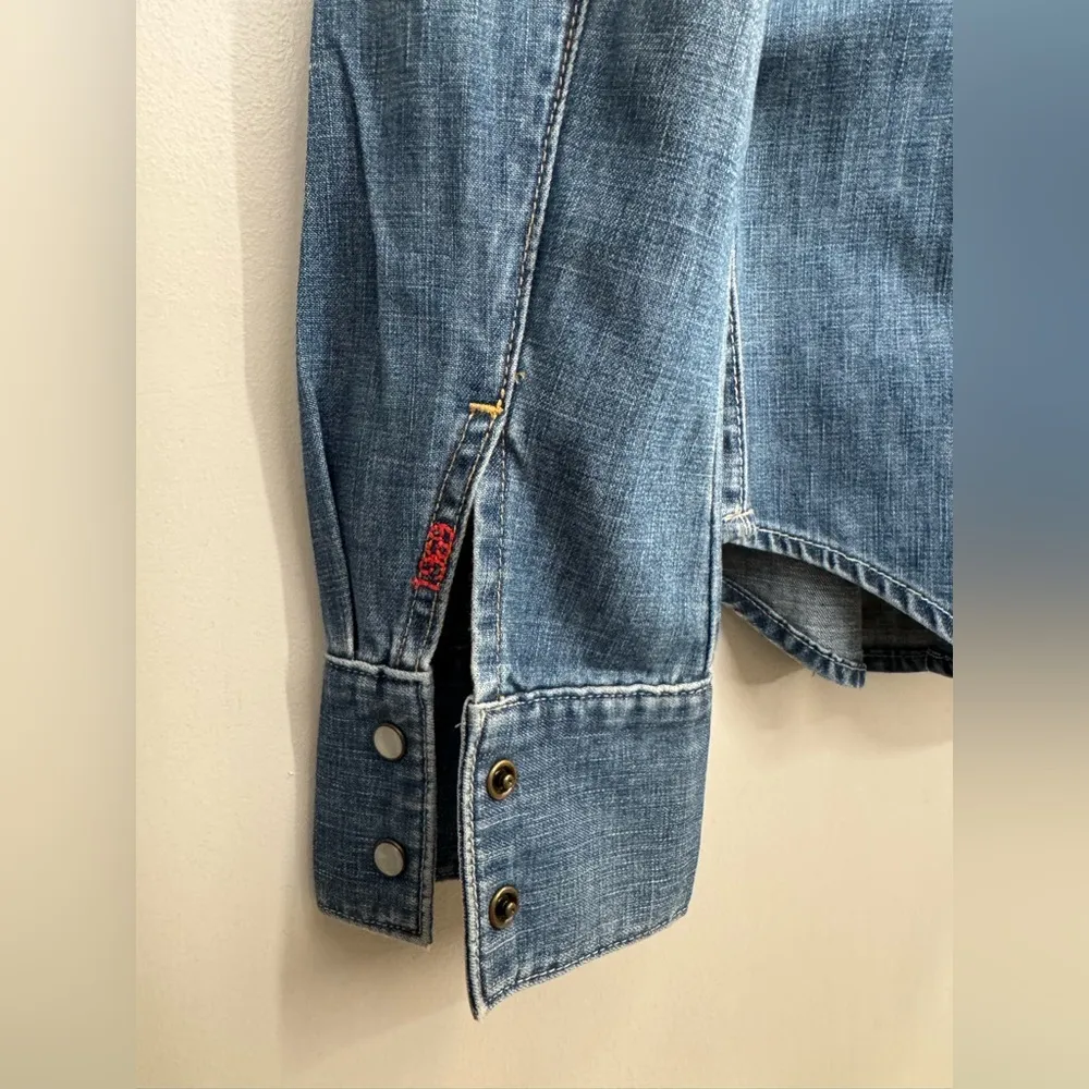 1969 SAP JEANS WOMEN SIZE Large DENIM LONG SLEEVE TOP Western Cowgirl Blue - Image 5