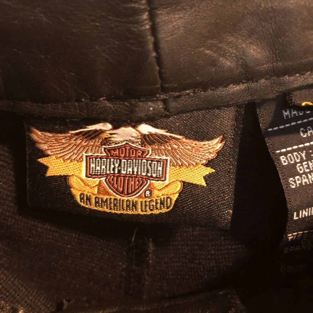 Harley Davidson Black Leather Zip Off Shorts Motorcycle Snaps 36 6/8 Pant $325 - Image 9