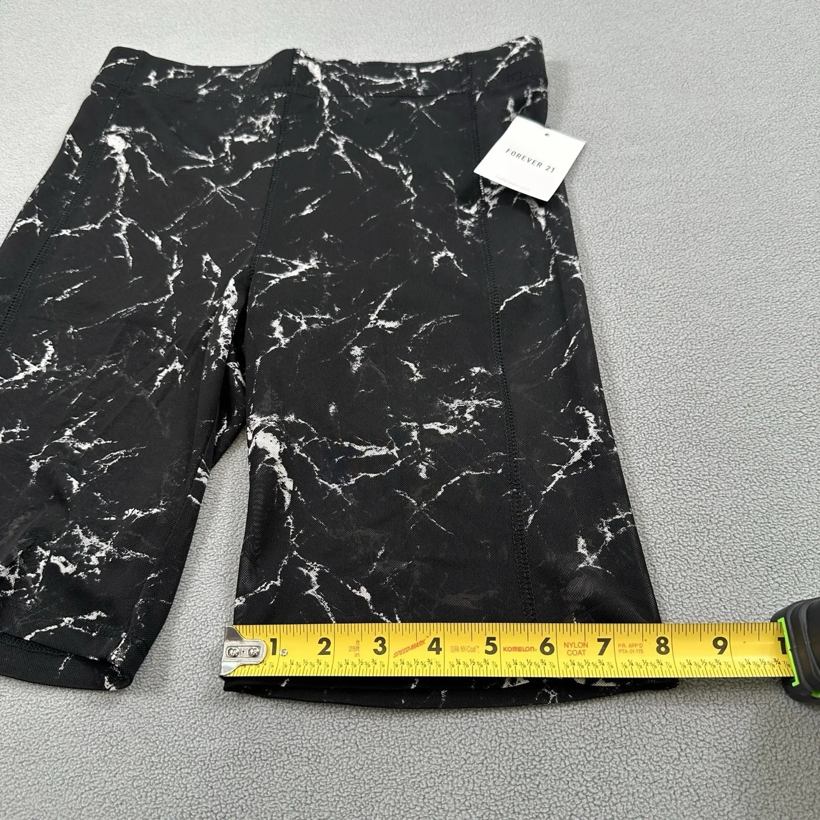 NWT Forever 21 Biker Shorts M Womens Black and White Lightning Tie Dye Mesh - Image 6