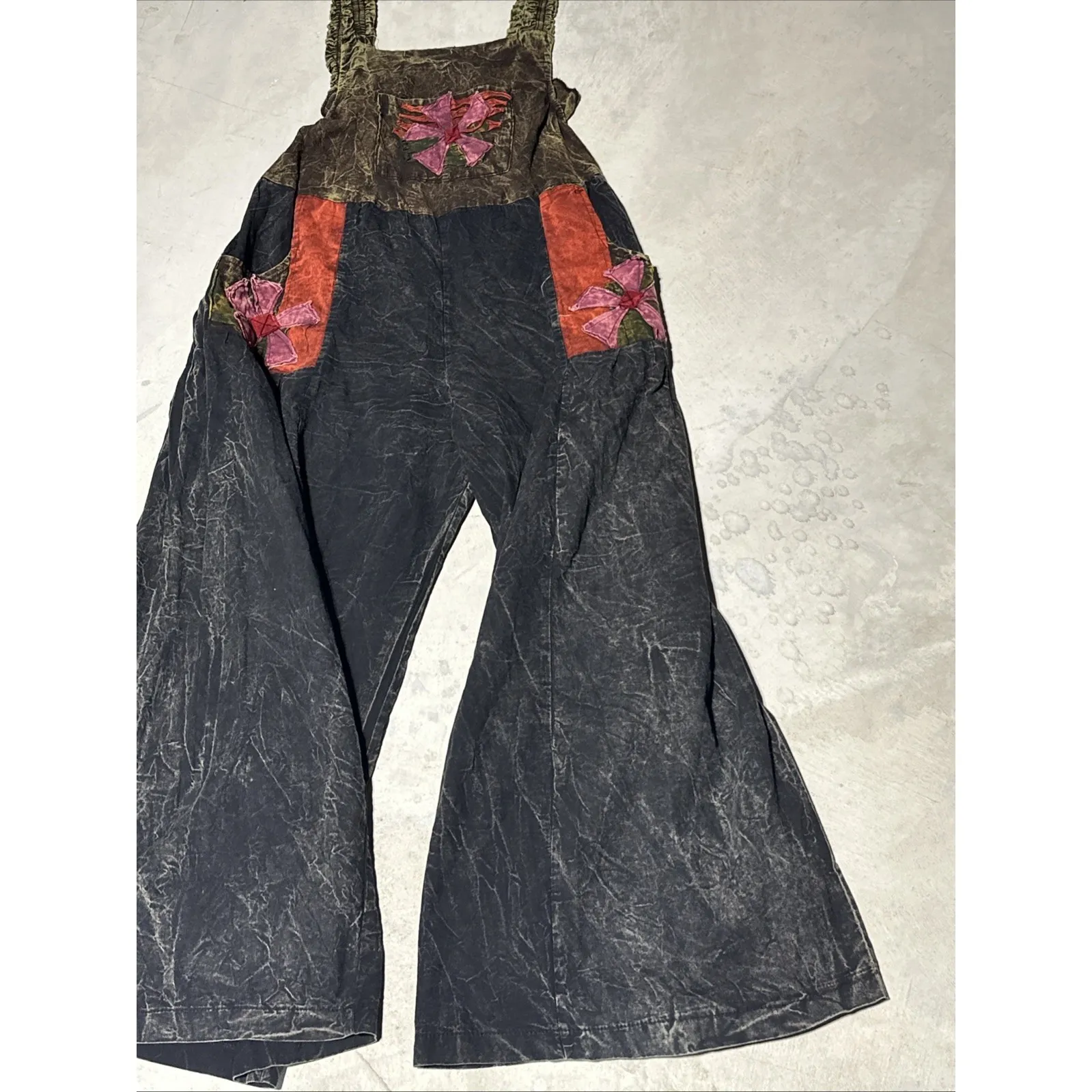 Kathmandu Imports Overalls One Size Hippie Boho Print Buttons Wide Leg Baggy - Image 4