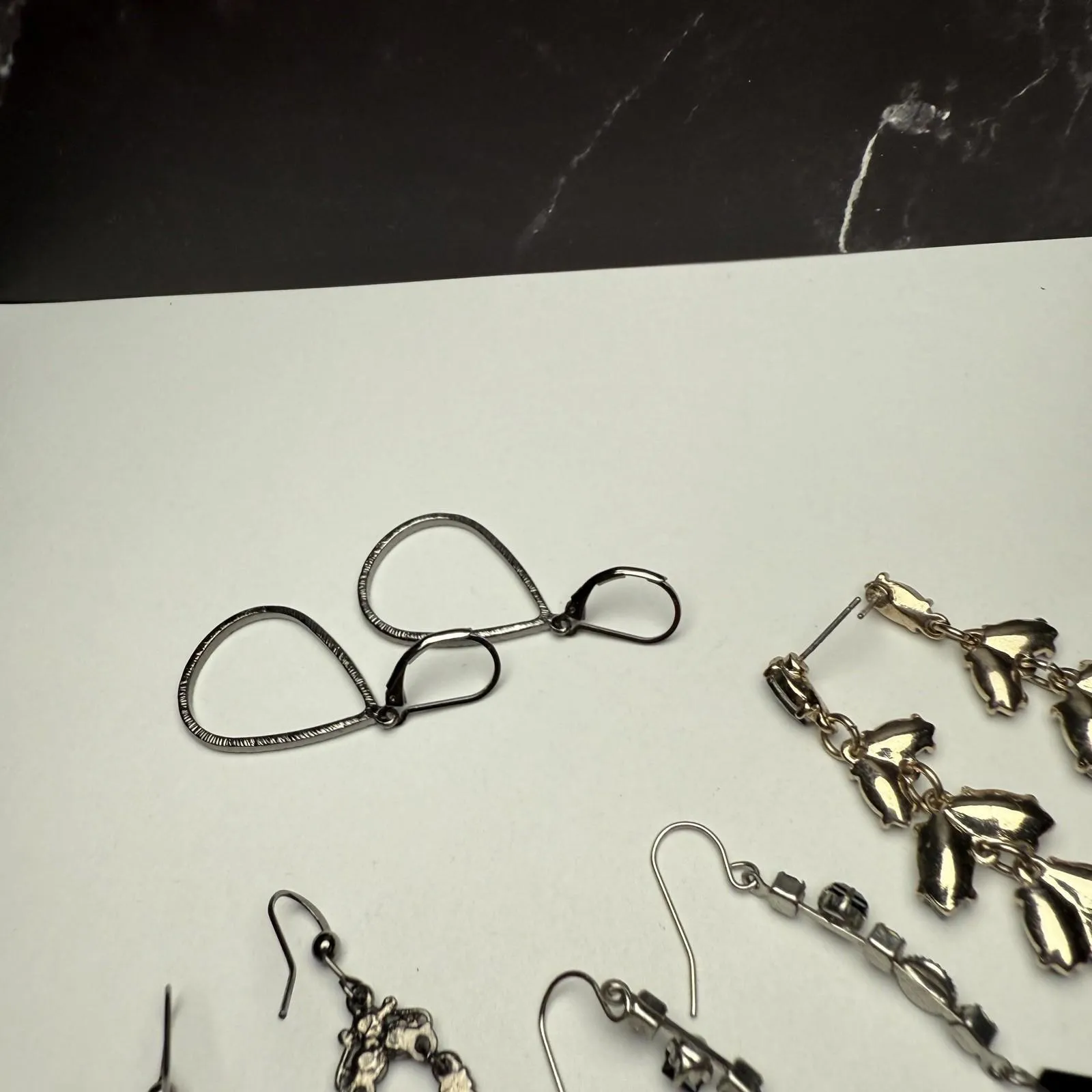 Rhinestone Sparkle Dangle Drop Pierced Earrings Lot Of 4 Mix - Image 9