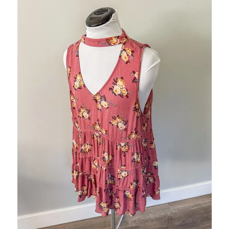 American Eagle Pink Tiered Top - Image 5