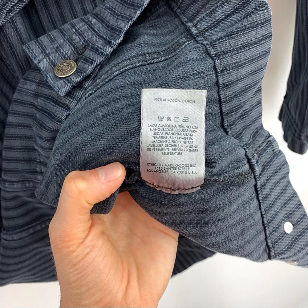 ÉTICA Joelle Jacket Denim Dress in Navy Blue Night Stripe S - Image 9