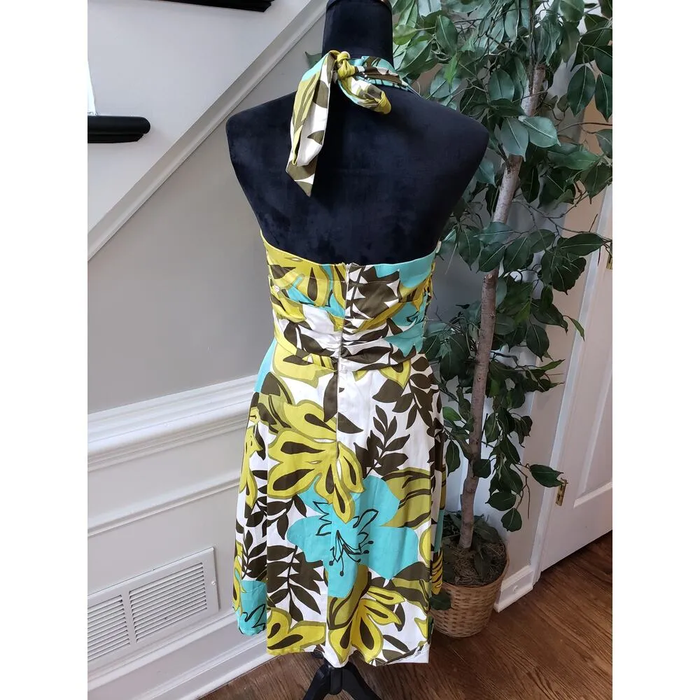 Madison Leigh Sheath Dress Women's 10 Multi Floral Cotton Halter Neck Backless - Image 5