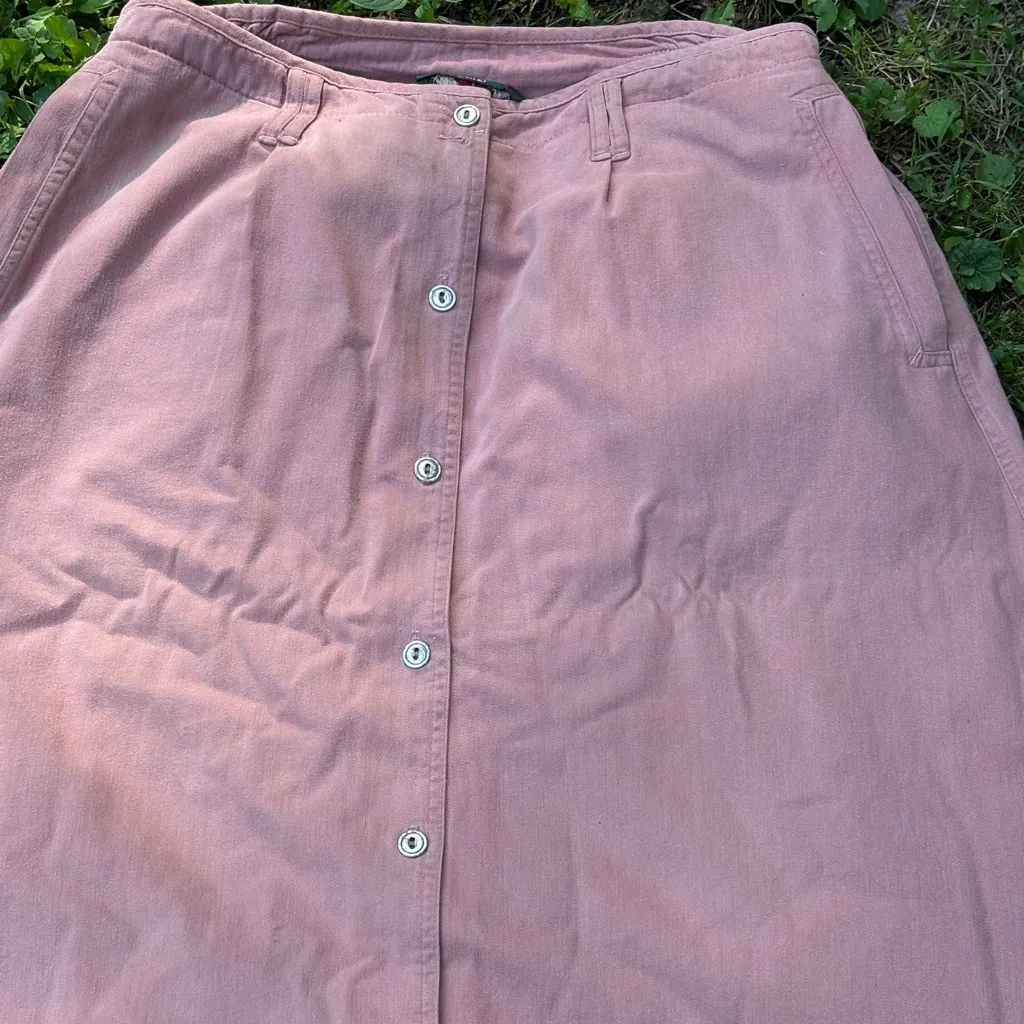 Vintage Orvis‎ Rose Pink Button Front A Line Midi Skirt Womens Career Casual - Image 2