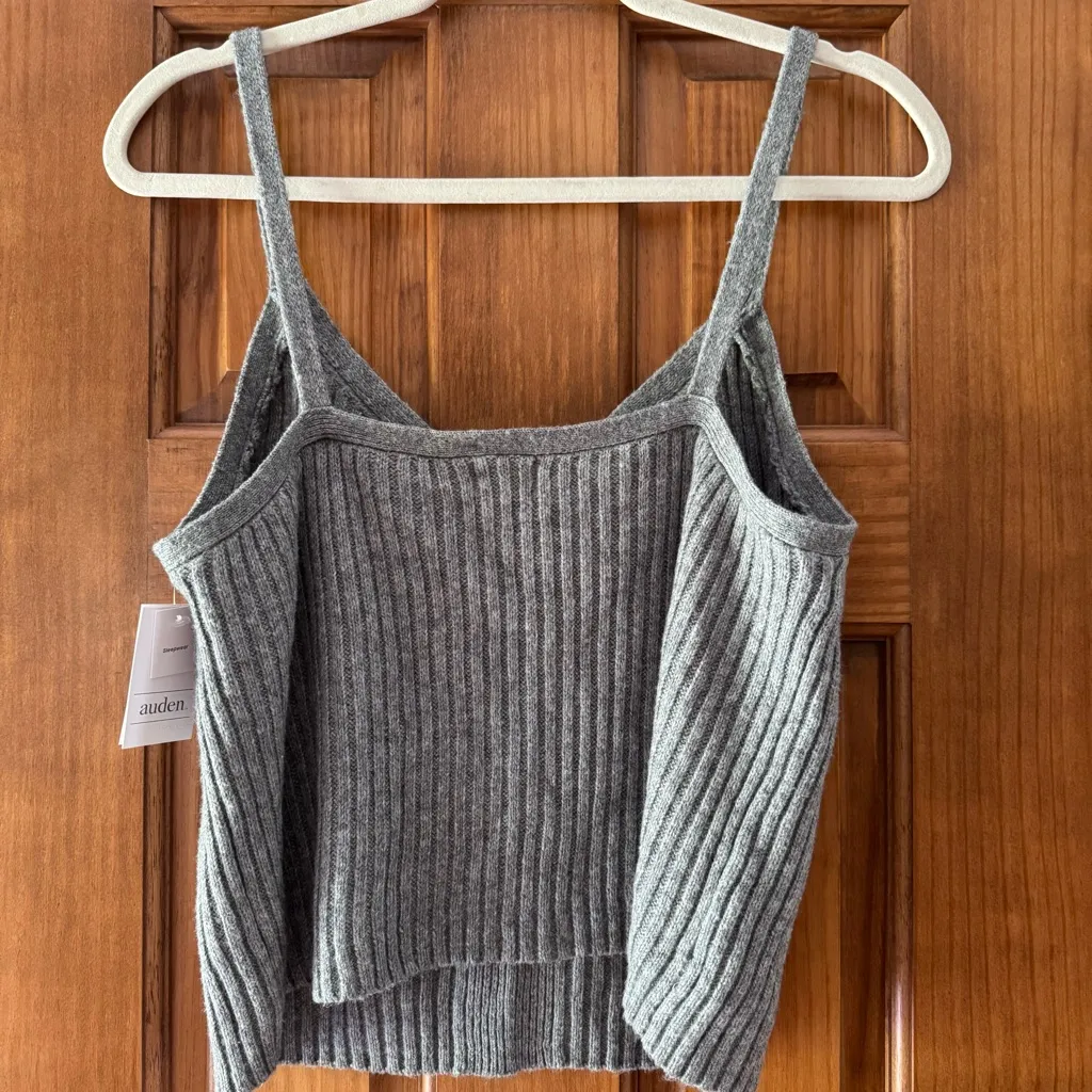 Auden Sleepwear Sweater Knit Pajama Tank Top Women’s XL Gray V Neck Cozy Ribbed - Image 5
