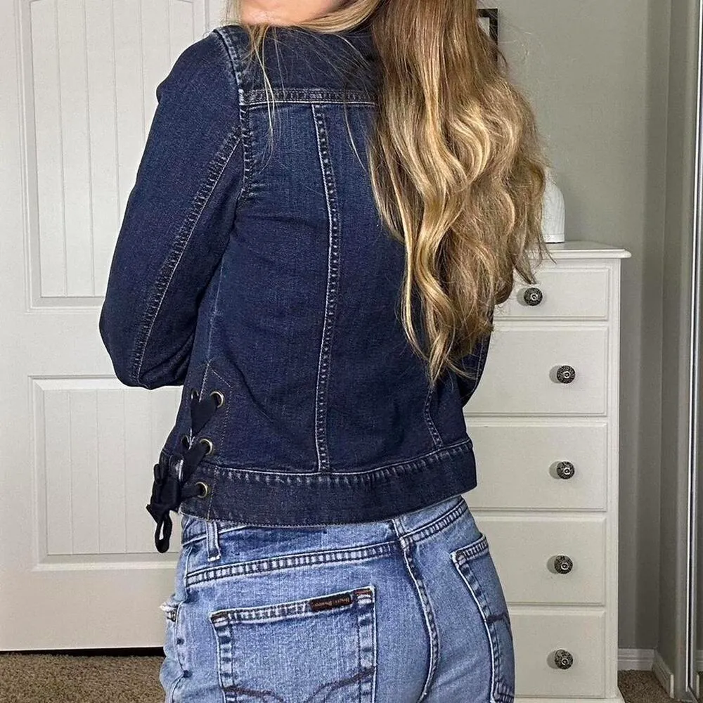 Ann Taylor Women's Navy Denim Jacket - Image 7