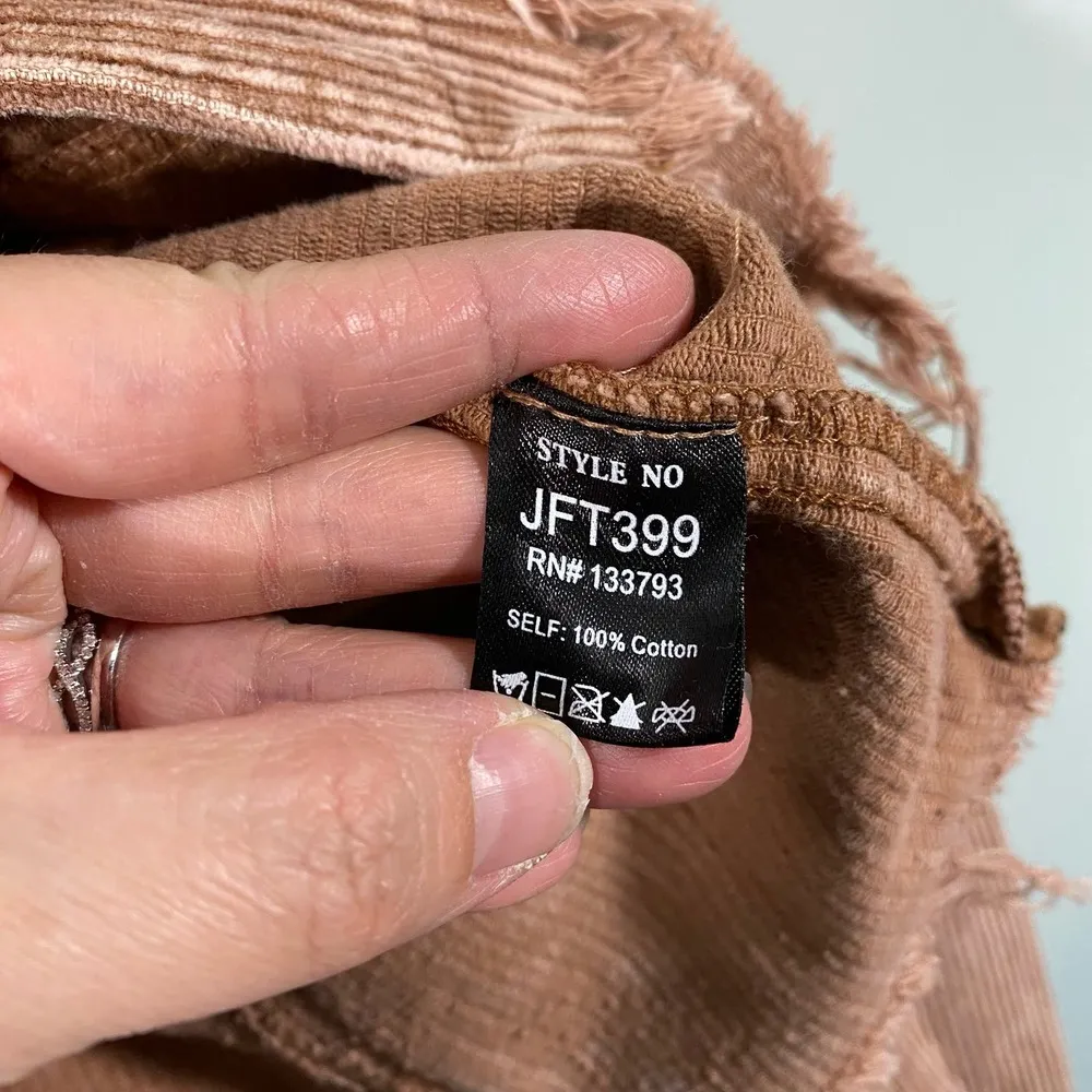 POL  Women's Light Brown Raw Hem Corduroy Button Up Shacket Size S - Image 8