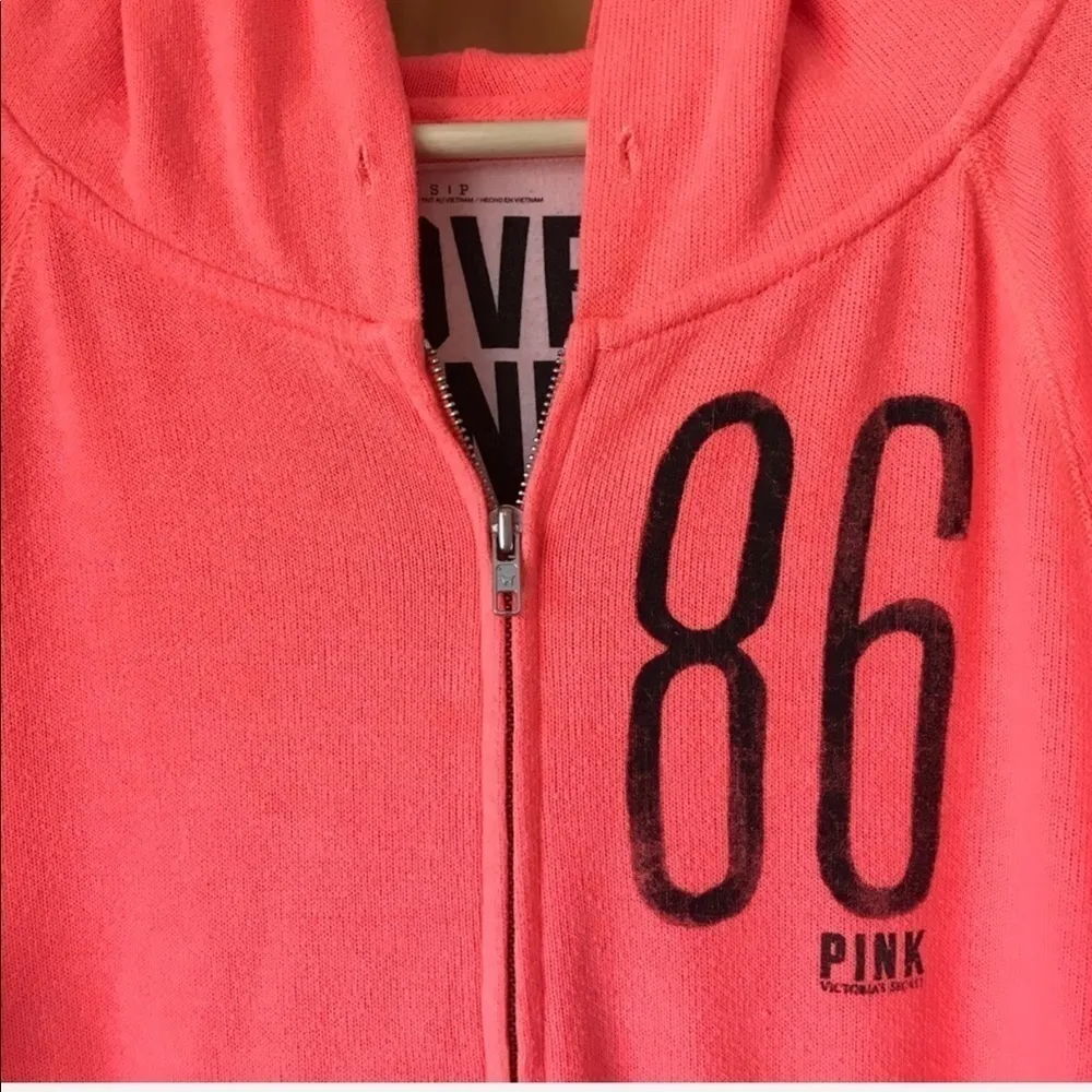 𝅺Victoria’s Secret neon LOVE PINK zip front hoodie size small - Image 4