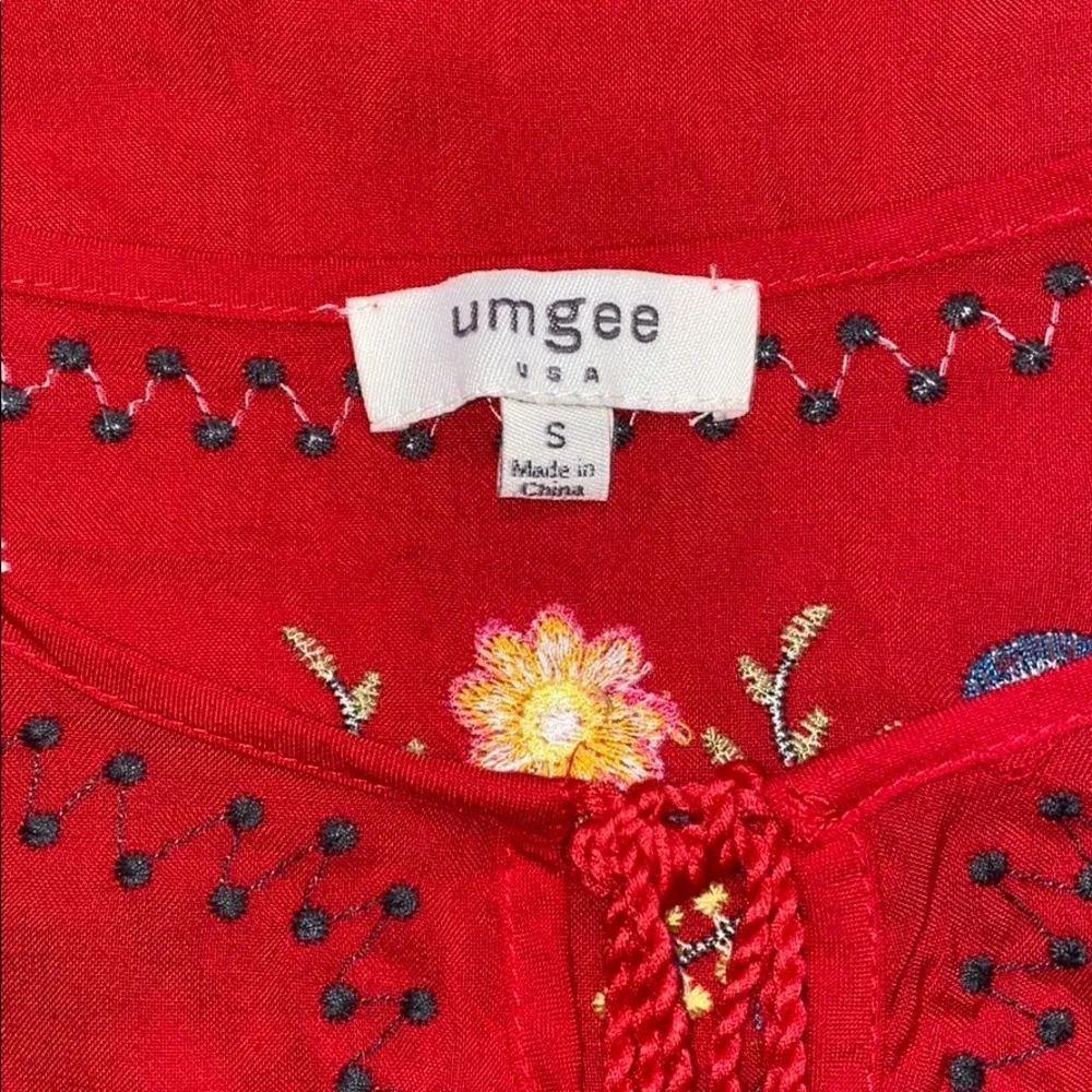 UMGEE tie front red dress floral print size small - Image 11