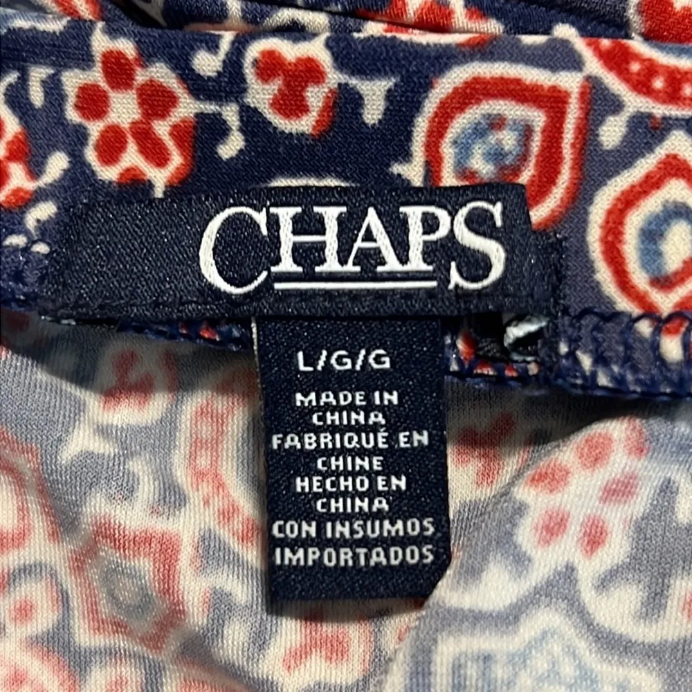 CHAPS large skirt women’s knee length ruffle hem geometric print red white blue - Image 4