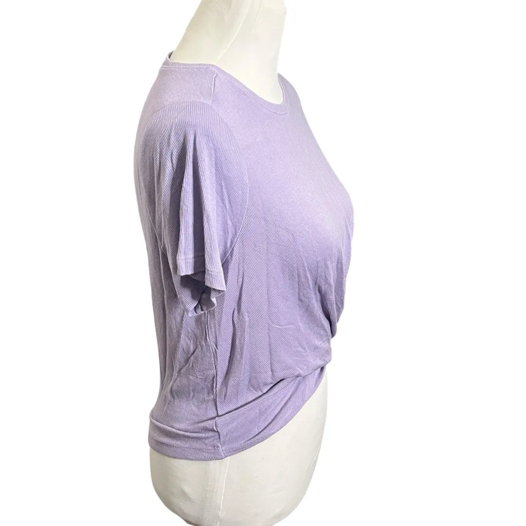 Marine Layer Lexi Rib Twist Tee Women’s Medium Lavender Cropped Stretch Casual - Image 3