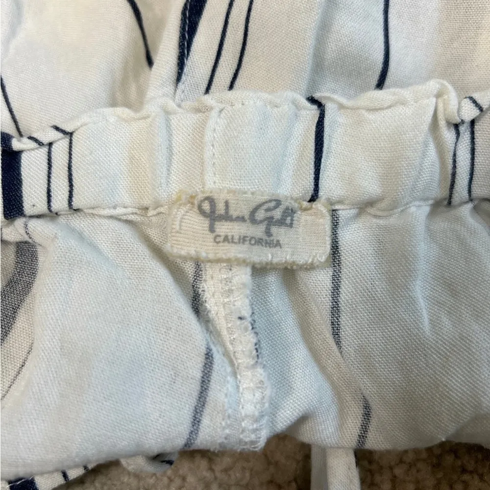 Brandy Melville John galt striped white and blue lounge pull on high rise shorts - Image 4