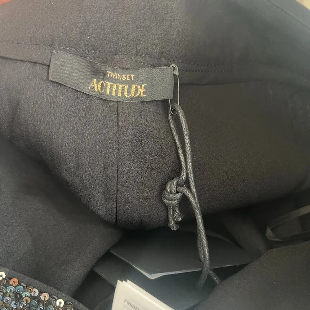 $ 350 NWT Twinset Women's Sequin Sparkle High Waist Pants Size XXS - Image 11