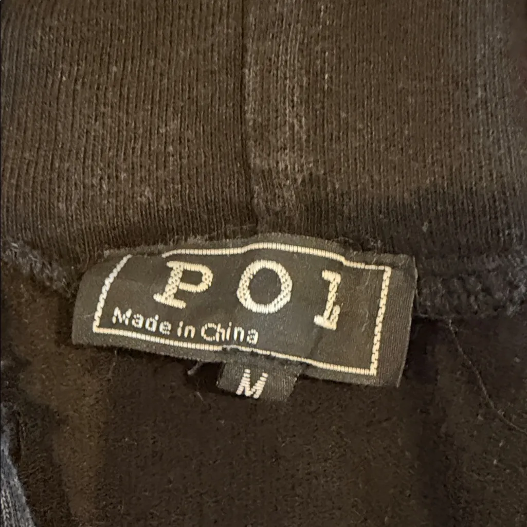 POL Women’s Distressed Dark Grey Hooded Sweatshirt Zipper Wrist Side Detail - M - Image 5