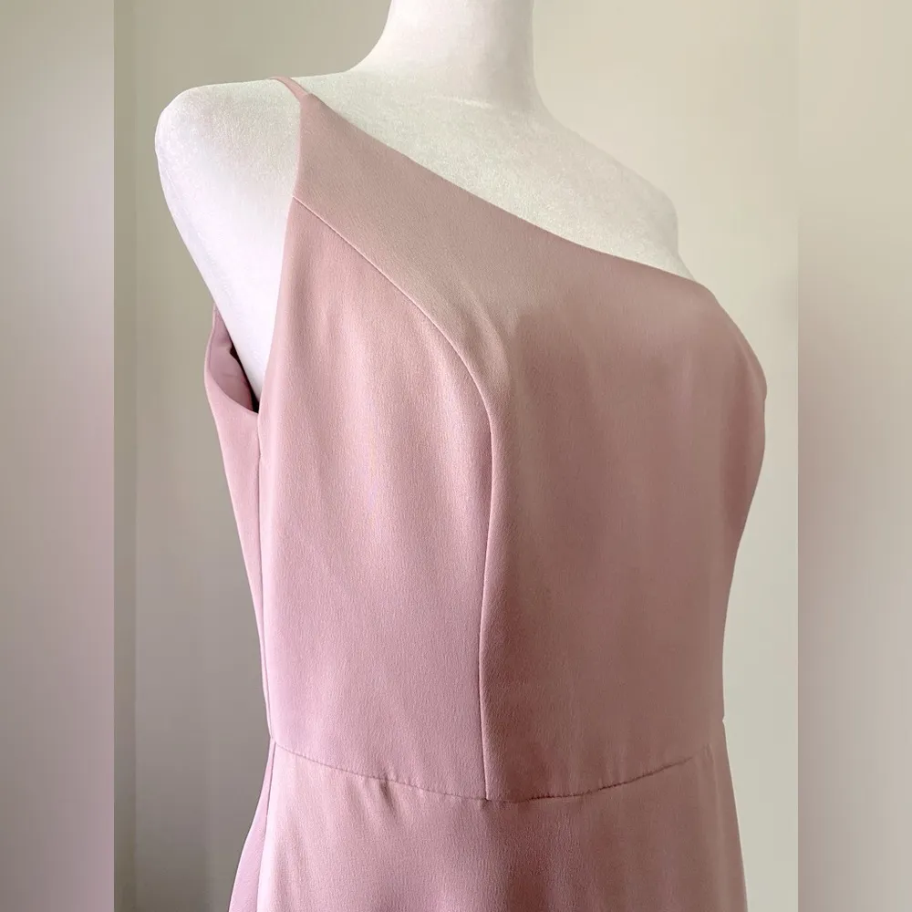 David's Bridal  Dusty Rose One Shoulder Prom Dress - Image 5