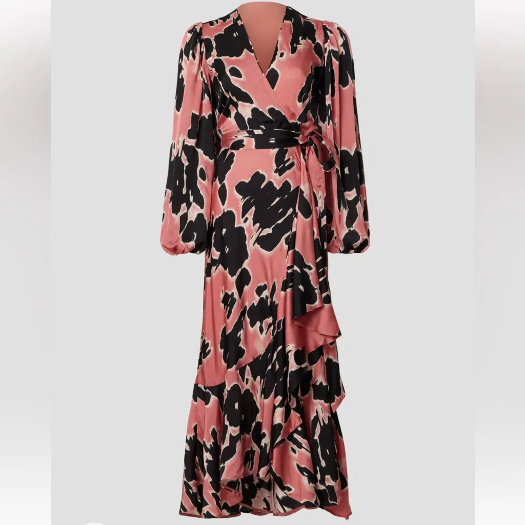 Tanya Taylor Long Sleeve Blaire Wrap Midi Dress in Garnet Rose Multi sz 0 $695 - Image 5