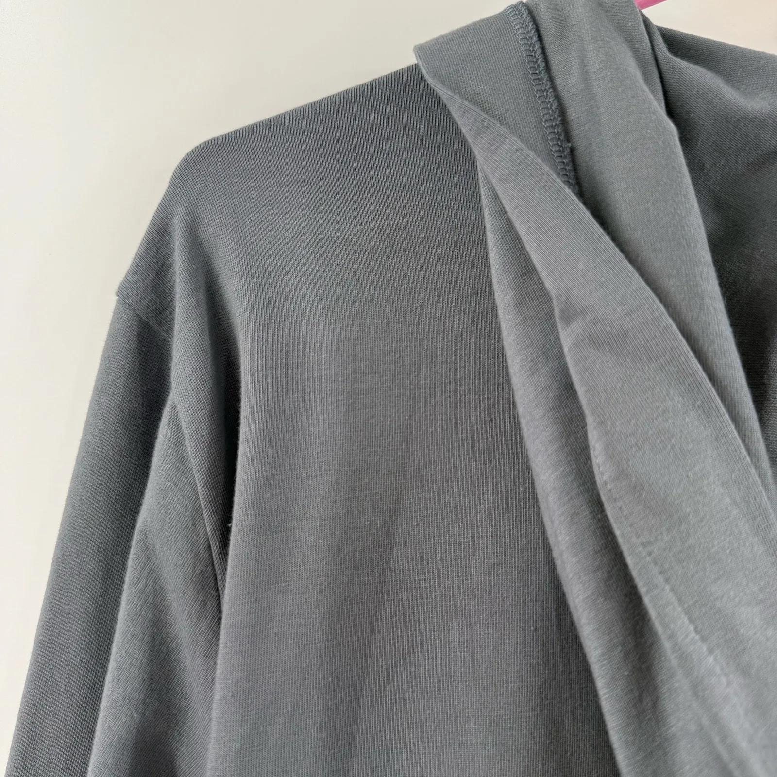 Eileen Fisher Cardigan Women’s Medium NEW Gray Open Hood Organic Cotton Stretch - Image 6