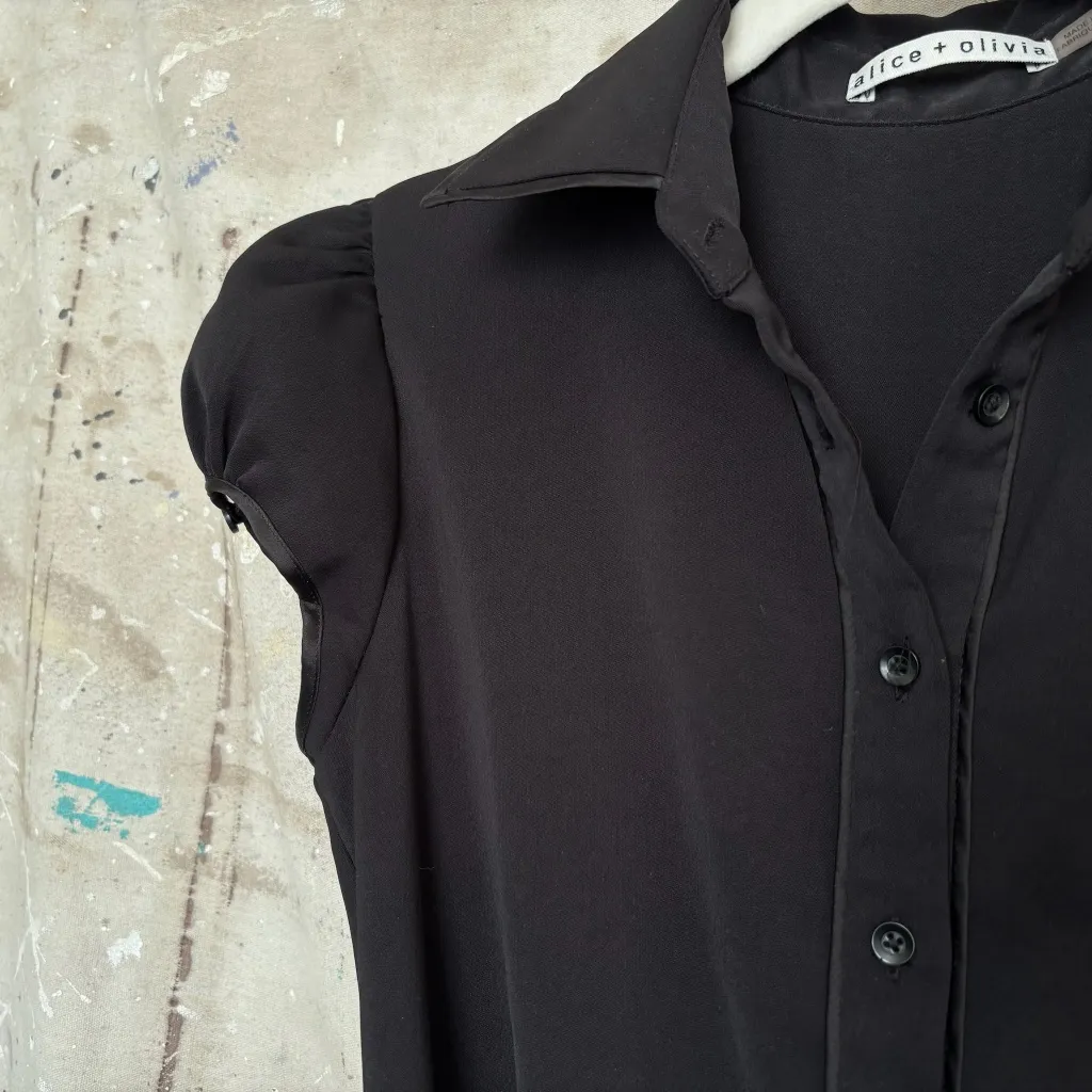 Alice + Olivia Carie Belted Black Button Up Shirt Dress - Image 5