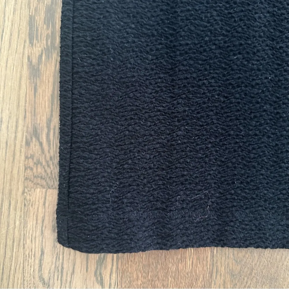 Eileen Fisher Textured Woven Bateau Neck Sheath Shift Dress in Black Size Small - Image 2