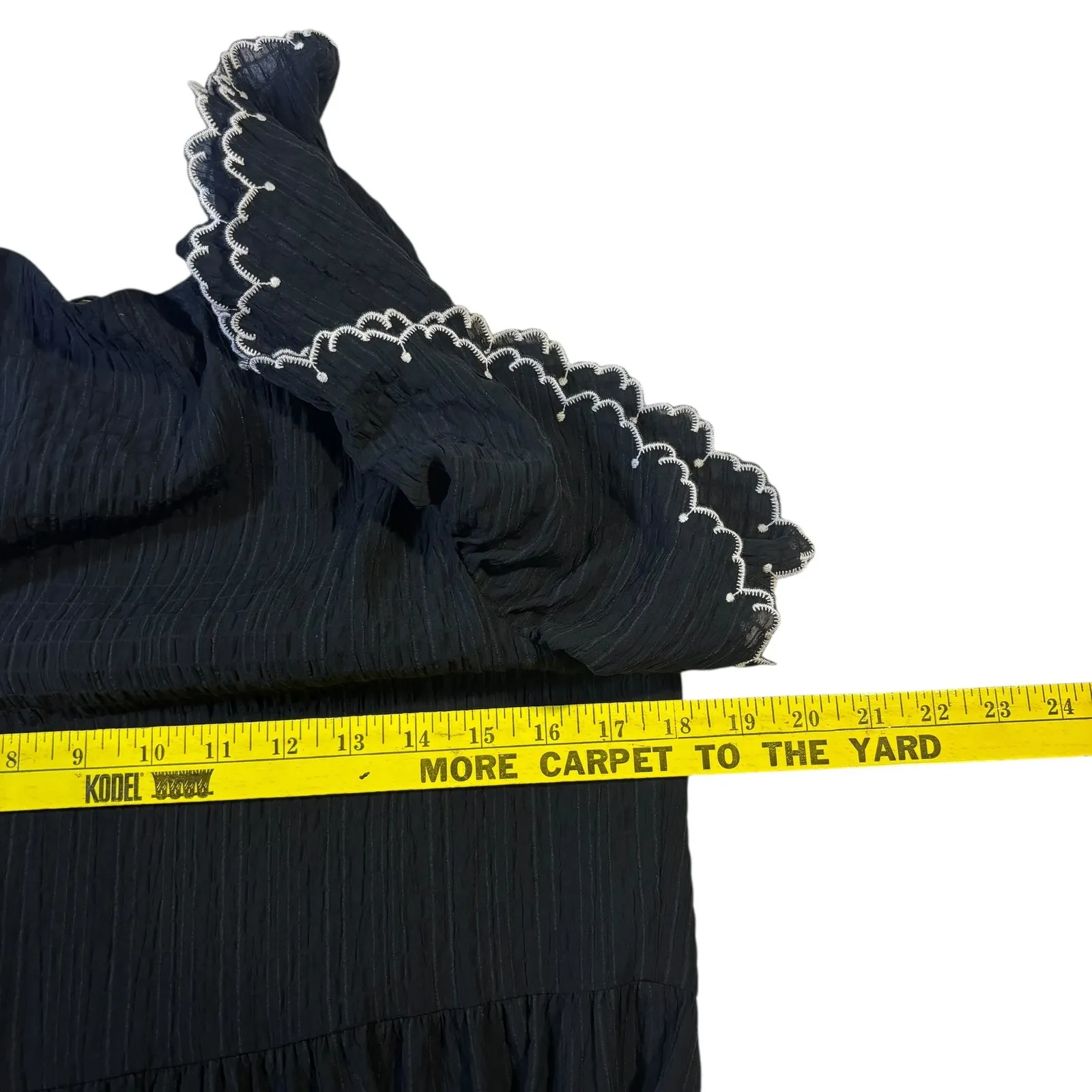 Who What Wear Black Textured Tiered Flutter Sleeve Dress Womens XS - Image 8