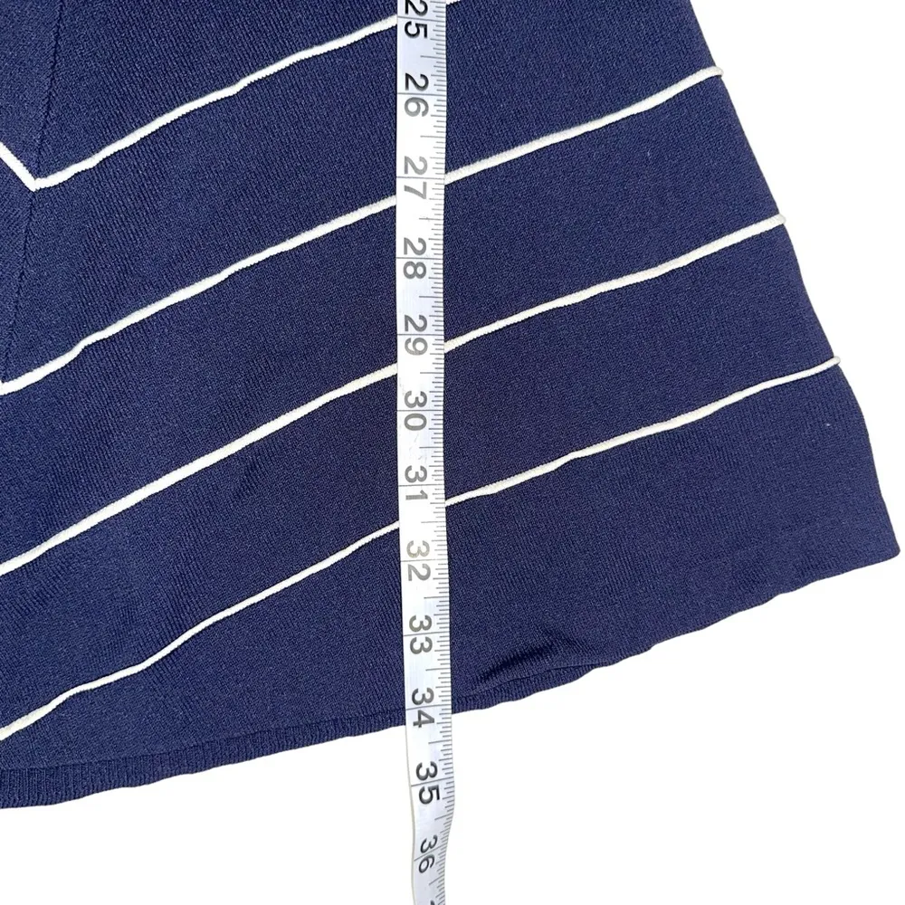 Alice + Olivia Bolton Sleeveless Navy Stripe Fit And Flare Dress MEDIUM - Image 8