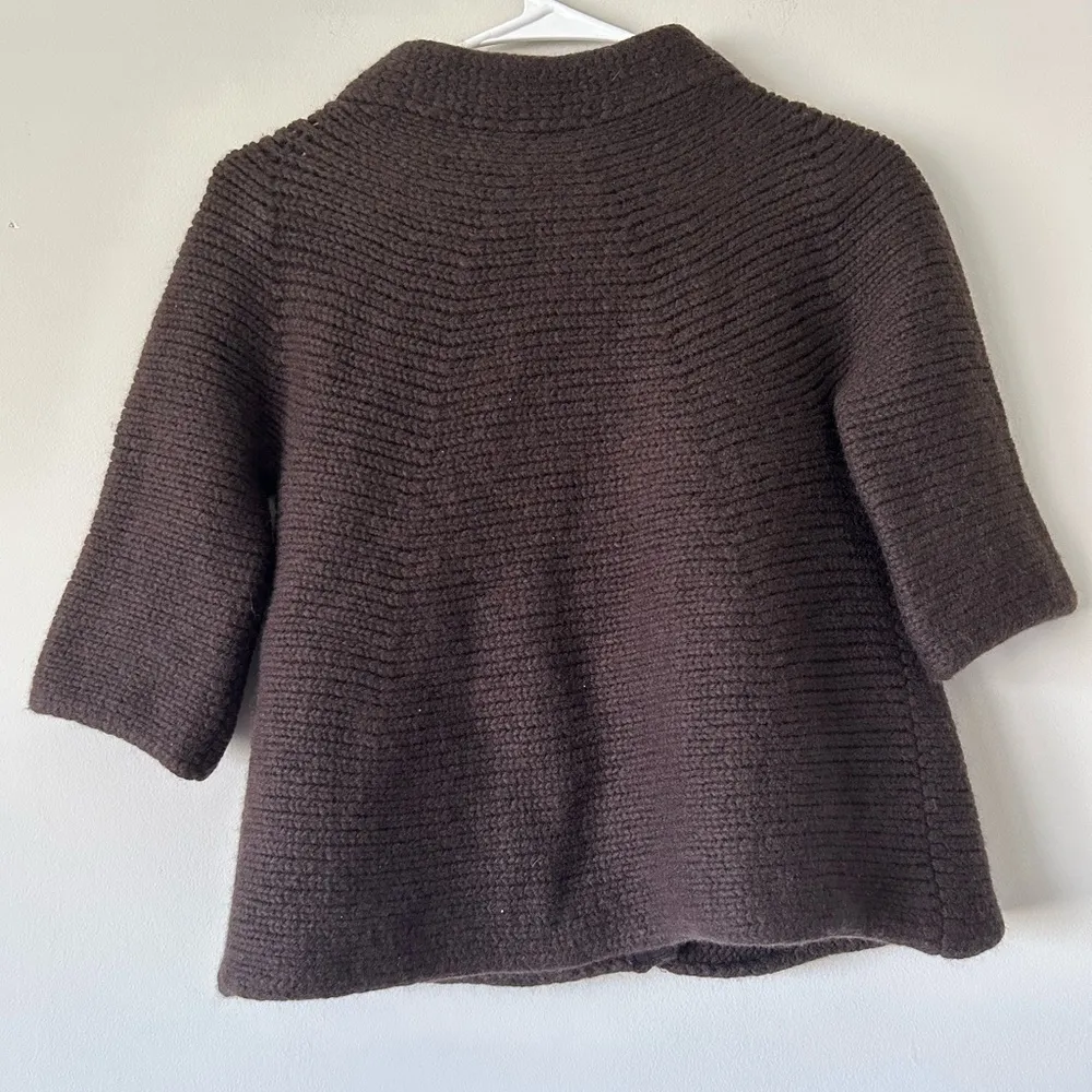 Vince Wool Brown 3/4 Quarter Sleeve Cardigan Sweater Size Large - Image 5