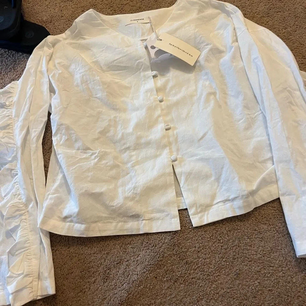 NWT commense white blouse small White - Image 3