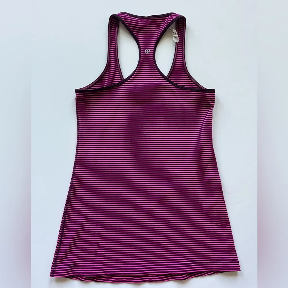 lululemon athletica Cool Racerback Hyper Stripe Raspberry Glo Light/Plum -Size 4 - Image 2