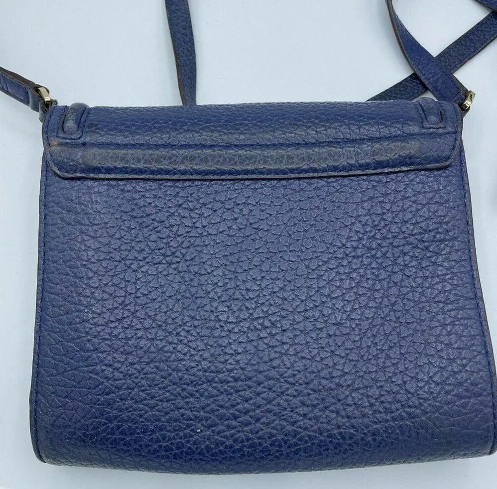 Kate Spade NY Merrick Blue Crossbody Handbag Pebbled Leather Purse Bag Gold - Image 2