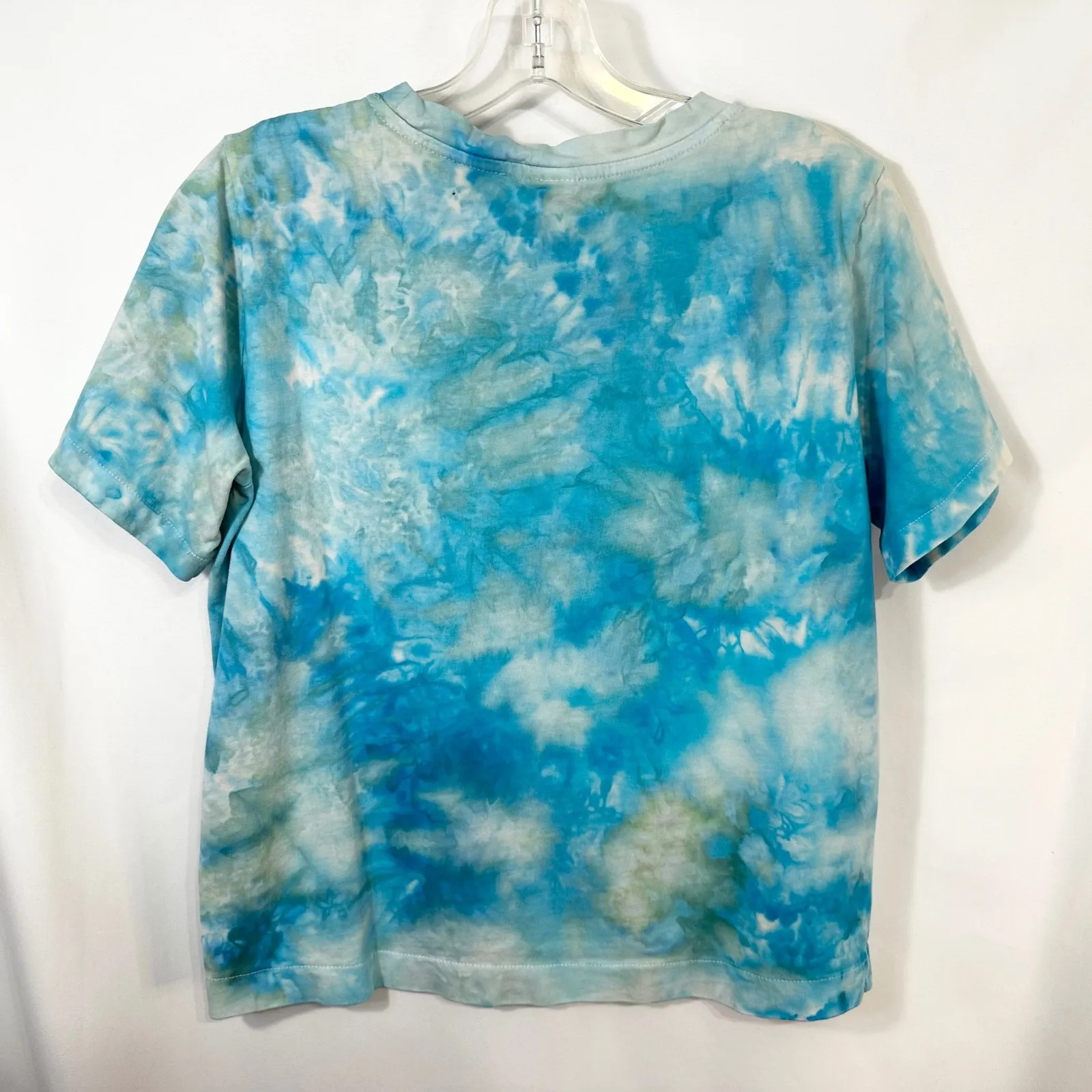 H&M Small Top Handmade Blue Tie Dye Short Sleeve Crew Neck T-Shirt Festival‎ 474 - Image 3