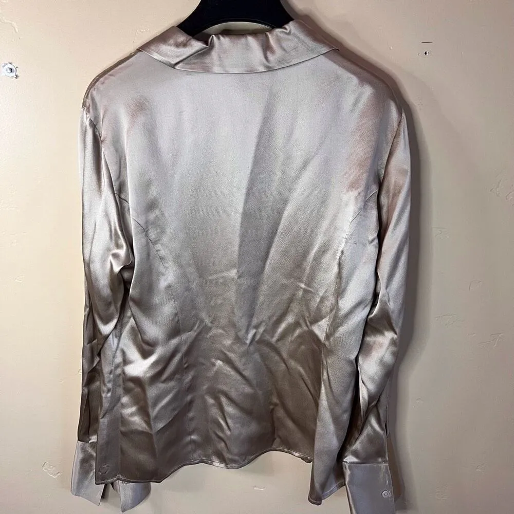 Kate Hill‎ Womens Silk Button Down Shirt Size 14 Y2K 90s Career Wear - Image 6