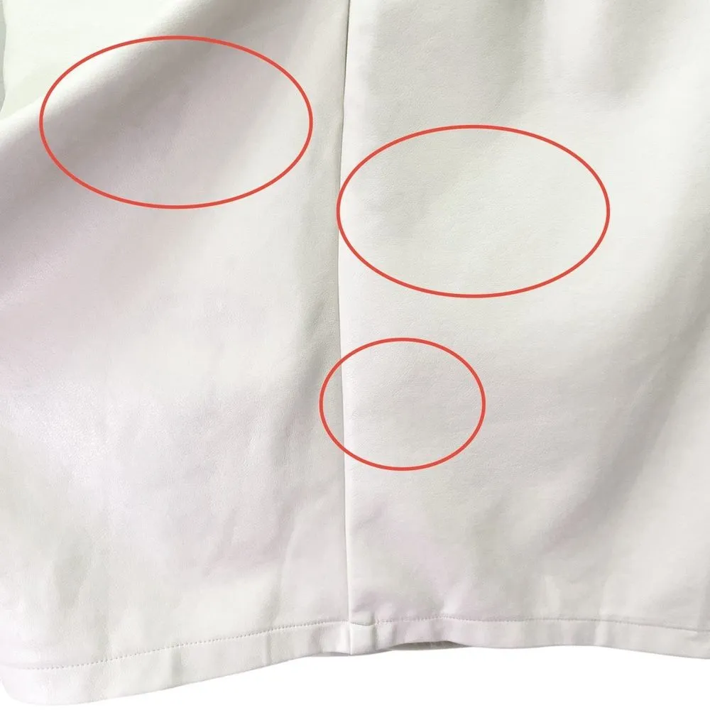 NWT Anthropologie Maya Faux Leather Mini Dress Size 12 Cream Cowl Neck Ruched - Image 12