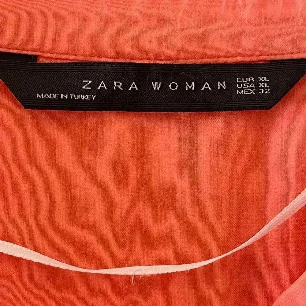 Zara Viscose Salmon Orange Button Down Collar Basic Minimalist SZ XL # 1214 - Image 6