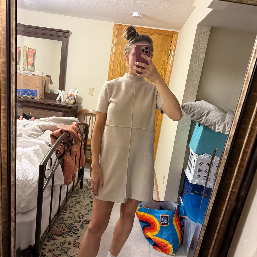 Zara Tan Mock Neck Dress Size Medium - Image 7