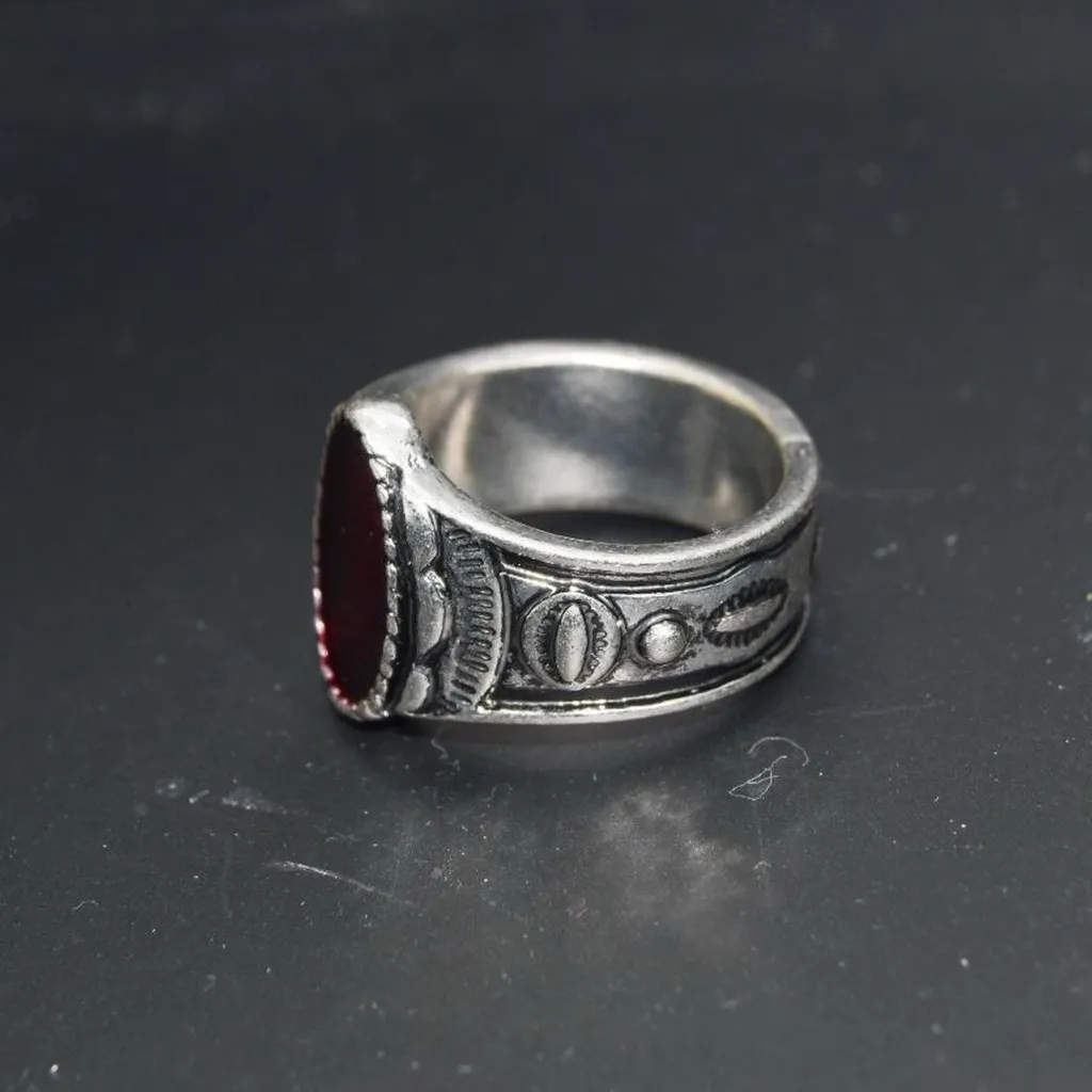 Medieval Garnet Signet Ring Silver - Image 2