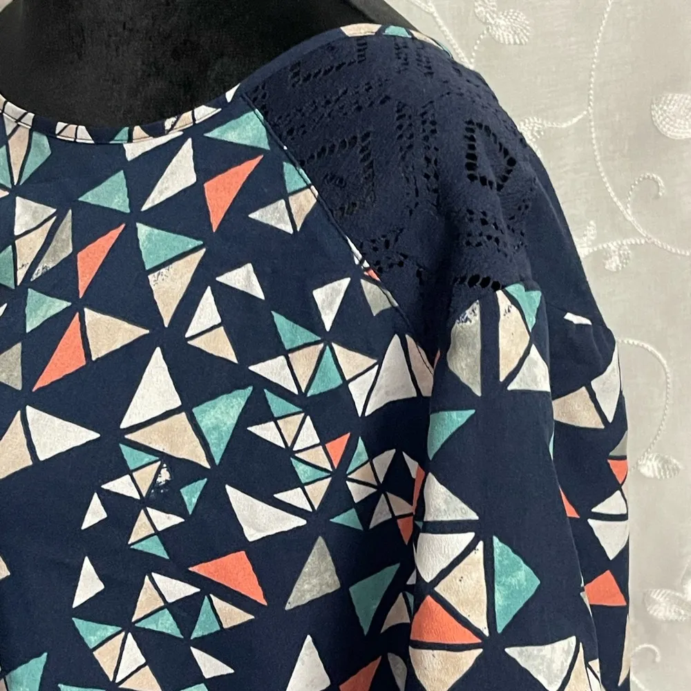 Women’s Van Heusen Navy Coral Turquoise Blouse Shirt Top Sz XXL NWOT - Image 7