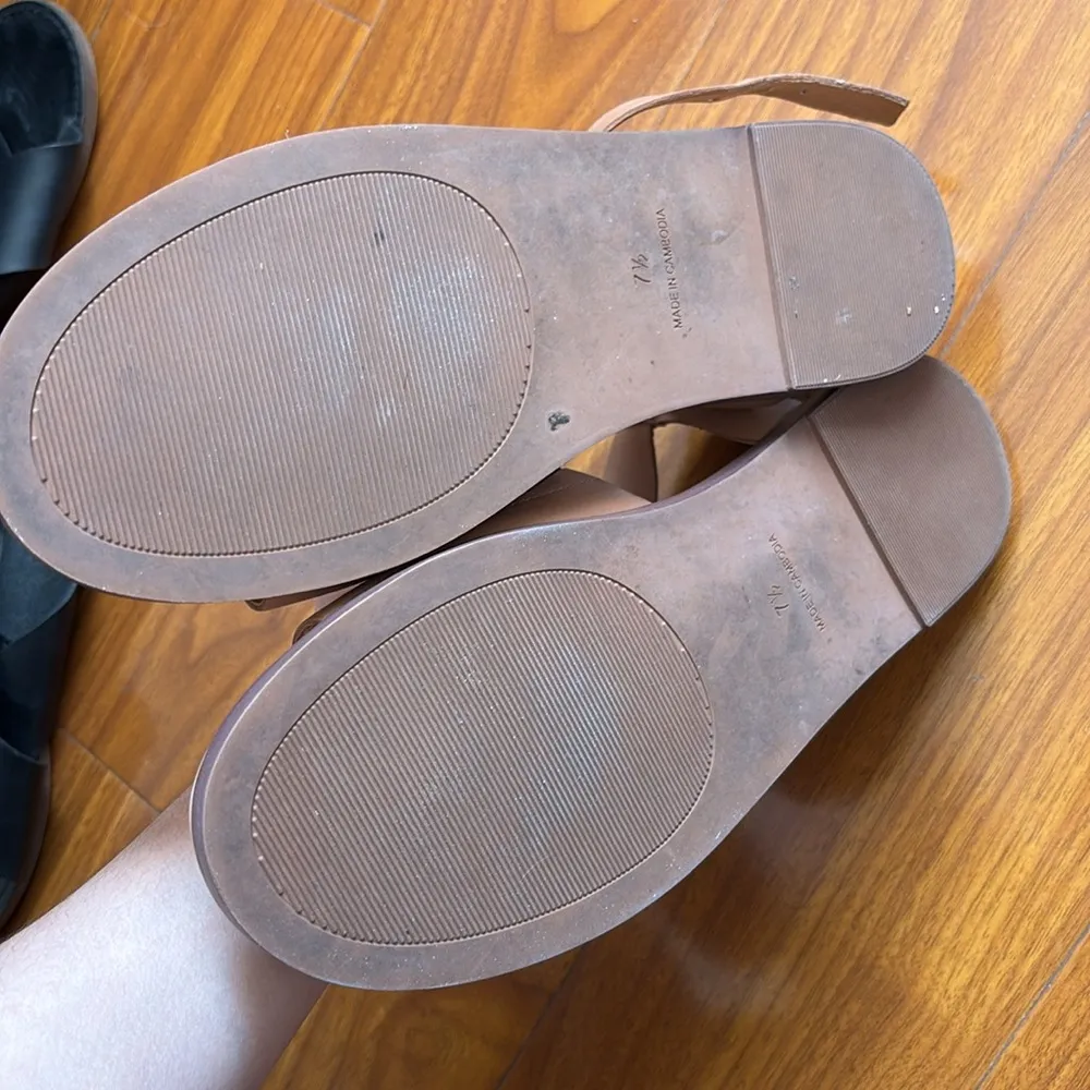 Madewell Noelle Leather Tan Platform Ankle Strap Flat Sandal - Image 6