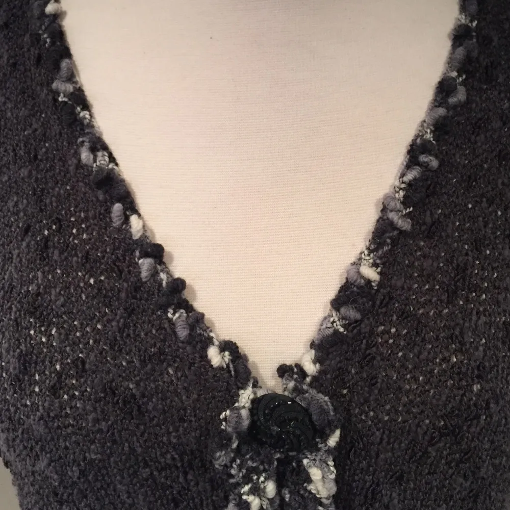 Hand Knit Cardigan Vest with Black Embellished Buttons - Image 6
