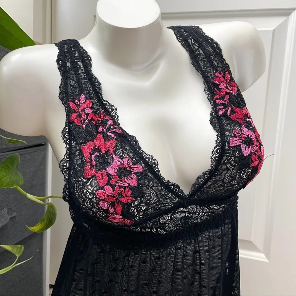 Seductivewear by Cinema Etoile Black Lace Teddy Lingerie Floral Embroidery NWT S - Image 4