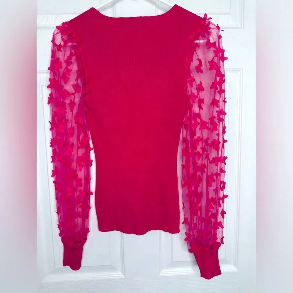 Almost famous Juniors Square neck top puff‎ sheer long sleeves medium - Image 7