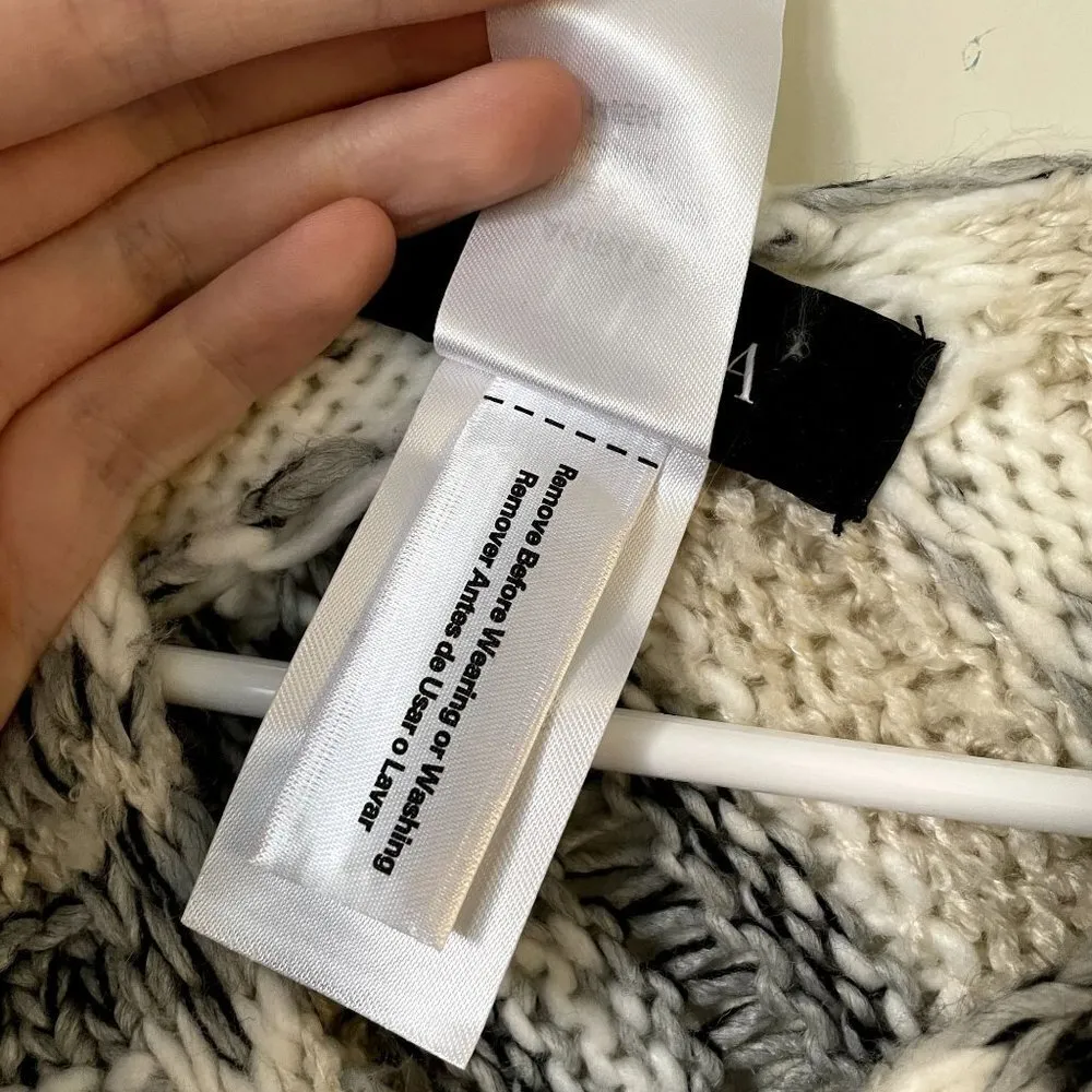 Akira Sicily black and white knit boho poncho thick warm classic casual comfort - Image 4