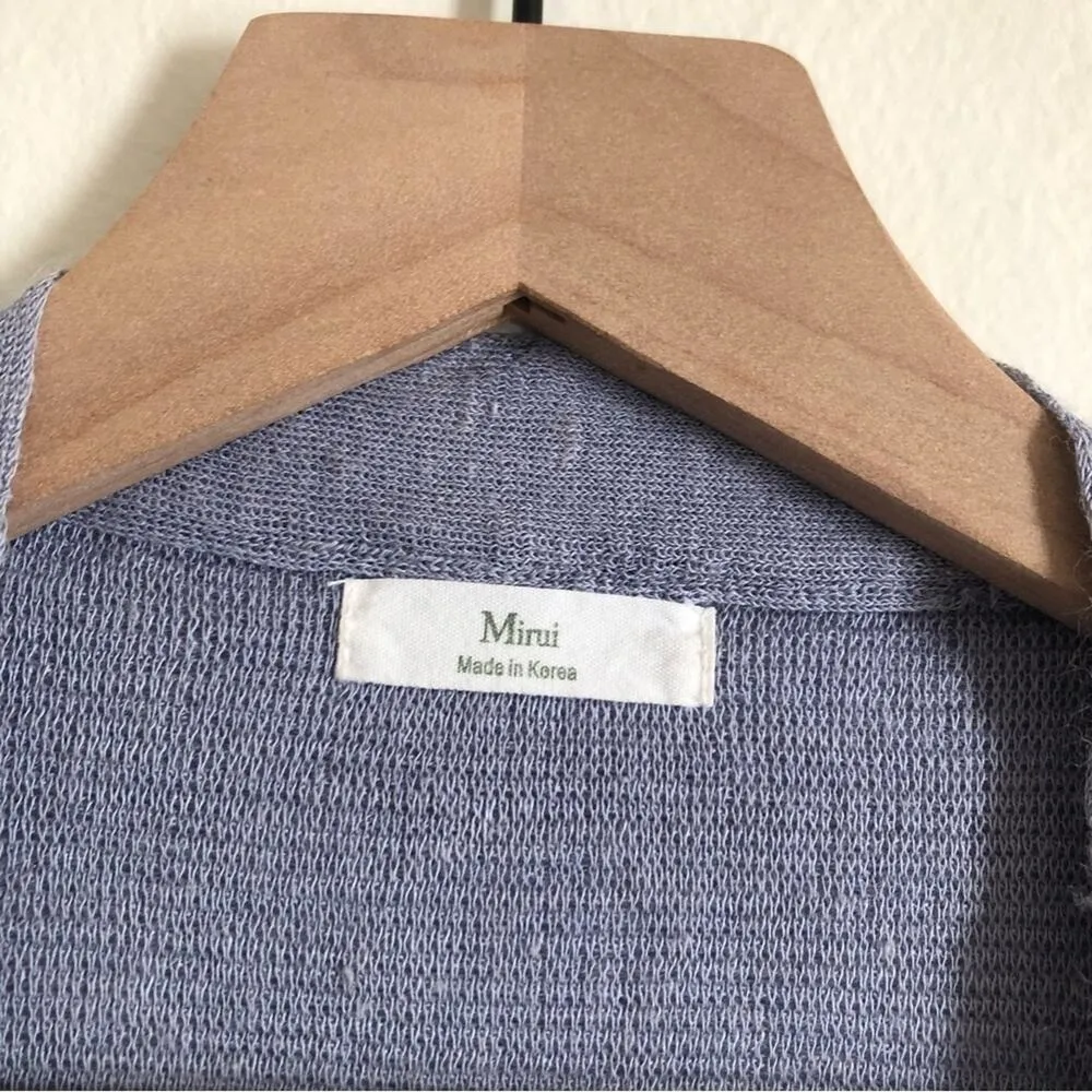 Mirui Korean KFashion Aesthetic Purple Ribbed Knit Pocket Cardigan Sweater Blue - Image 2