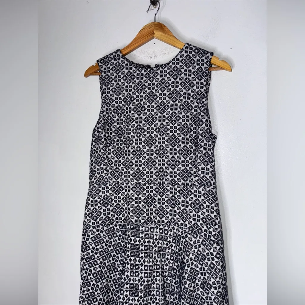 Tory Burch Navy White Sleeveless Cotton Blend A-Line Knee Length Dress‎ 8 - Image 3