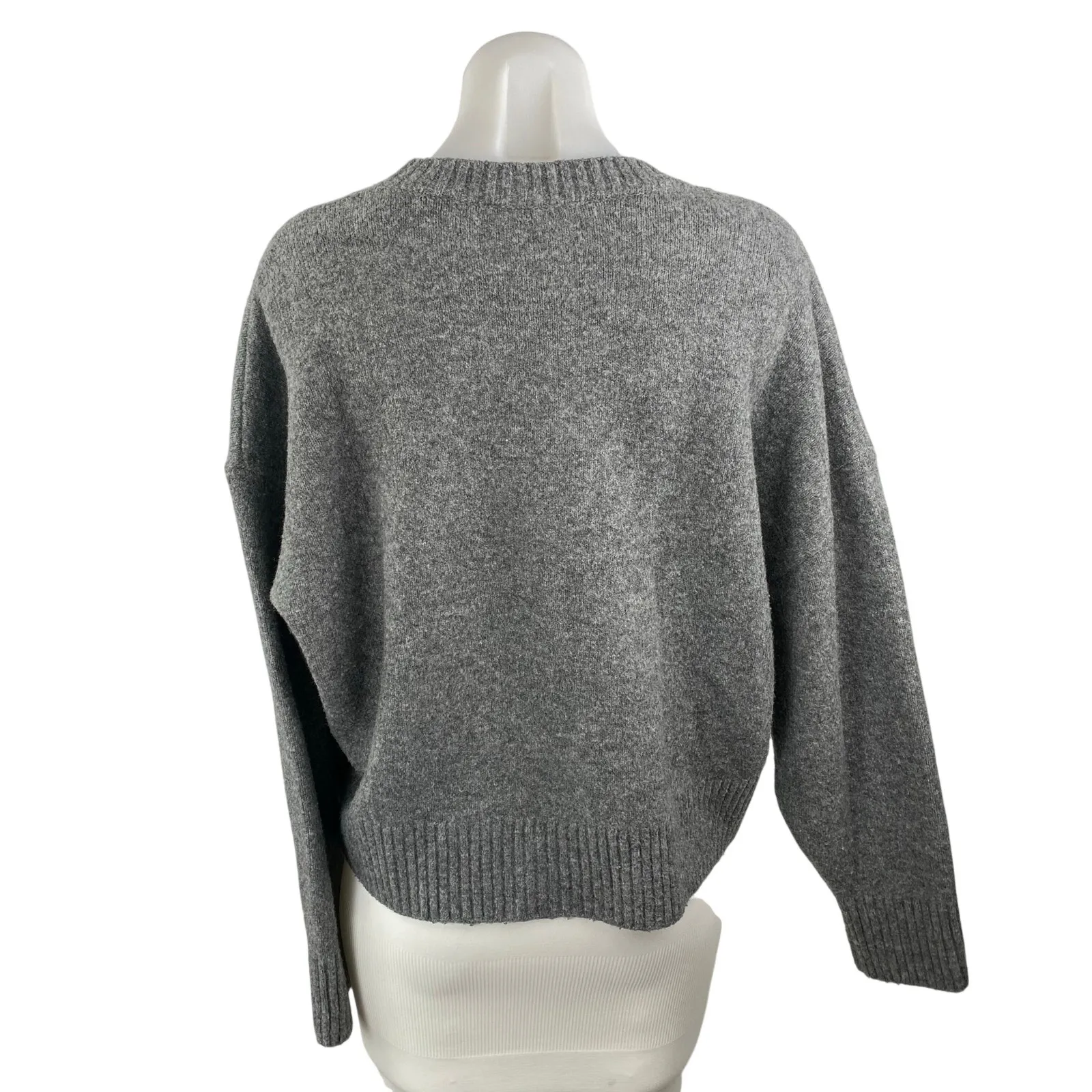 Zara Women's Gray Long Sleeve Crew Neck Knit Sweatshirt Sweater Top Size S - Image 3